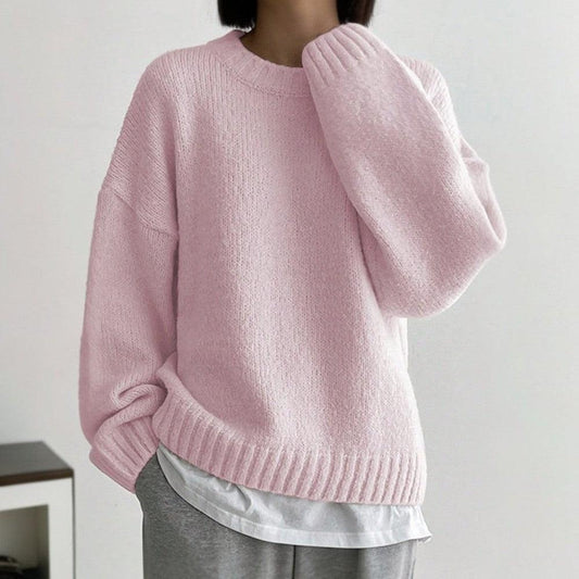 Pull d'hiver uni rose - Shantal
