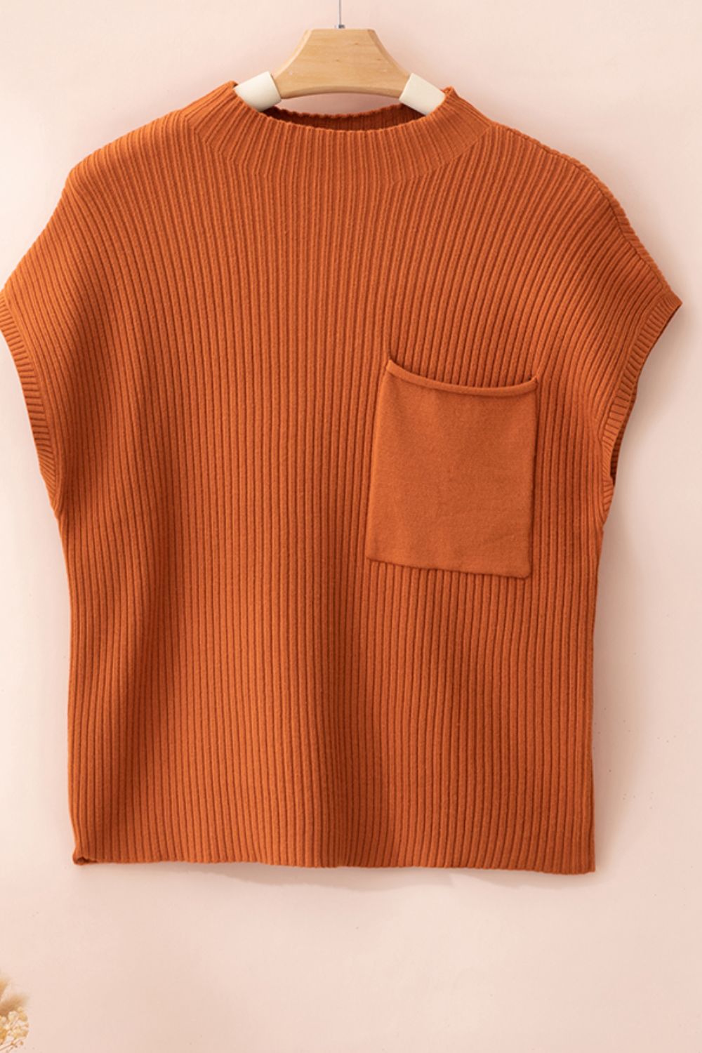 Mira - Gilet en maille avec col montant et poche poitrine pour femme