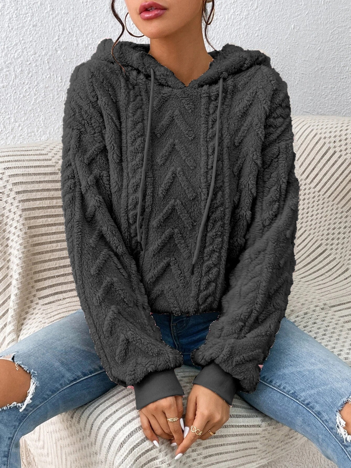 Aria - Sweat à capuche avec cordon de serrage et manches longues pour femme