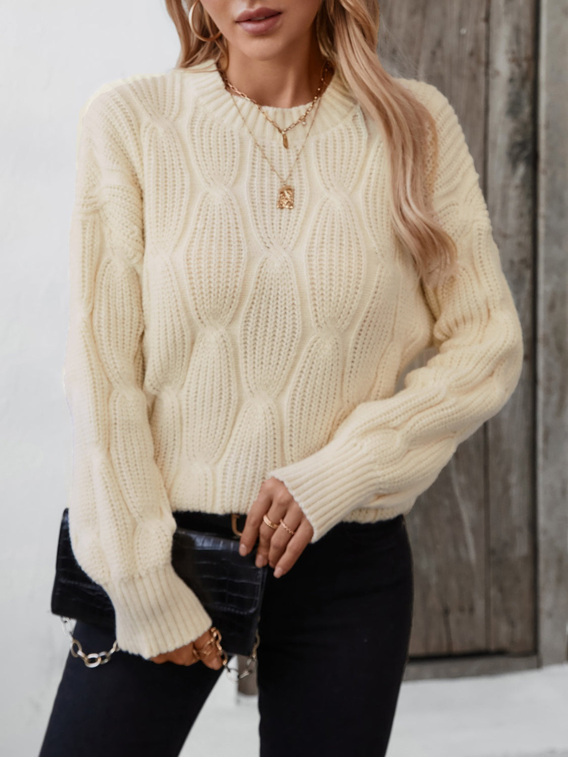 Mila - Pull à col rond et épaules tombantes pour femme
