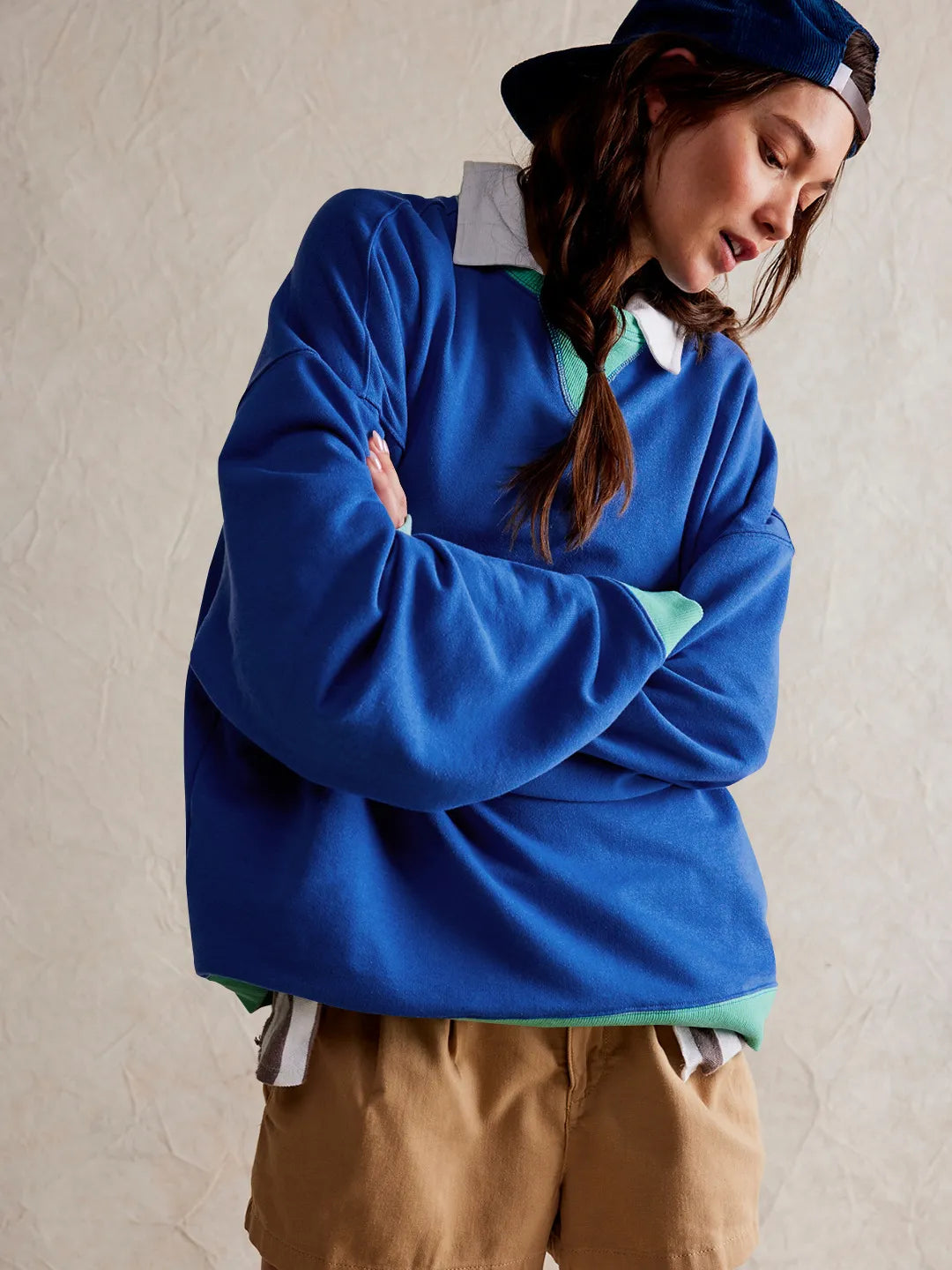 Linda - Pull Sweat Coloré à Manches Lanternes Décontracté