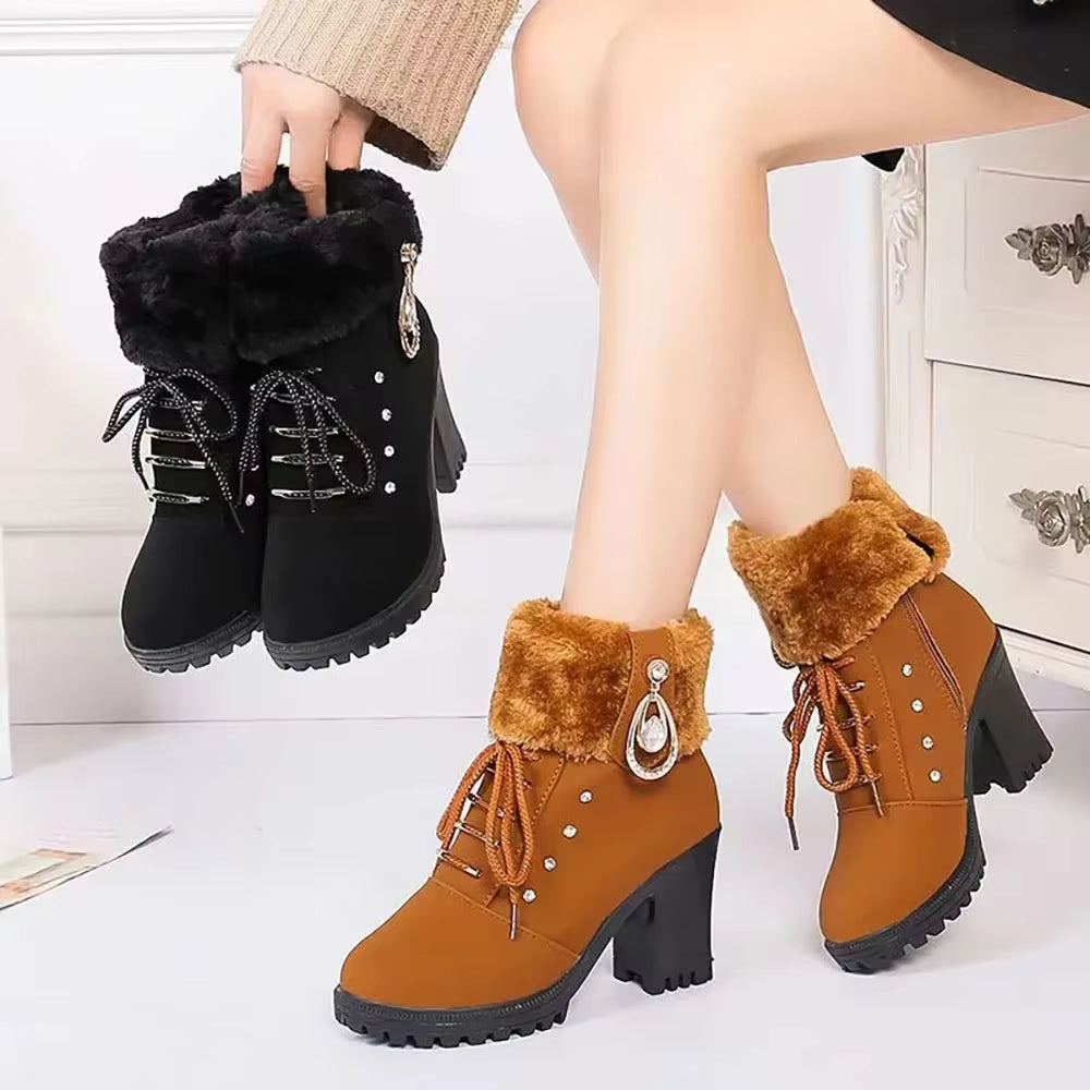 Bottes d'hiver élégantes pour femme avec talon