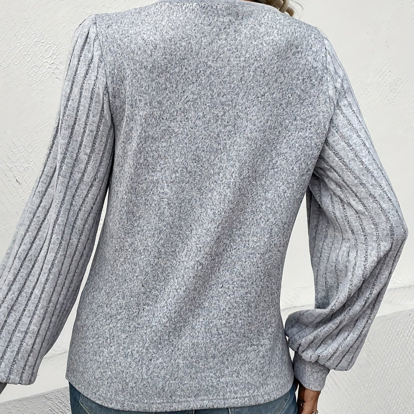 Elise - Chemise Grise Élégante à Manches Longues pour Femmes