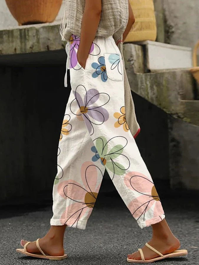 Flora - Pantalon large classique à imprimé floral pour femme