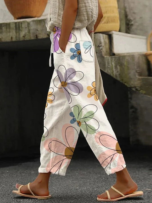 Flora - Pantalon large classique à imprimé floral pour femme