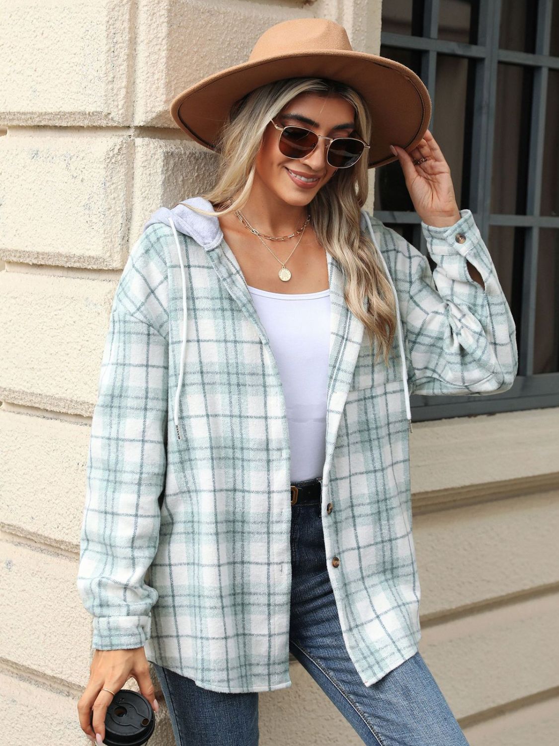 Mara - Veste à capuche avec motif à carreaux et cordon de serrage pour femme