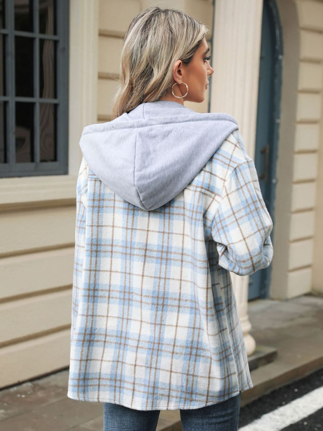 Mara - Veste à capuche avec motif à carreaux et cordon de serrage pour femme