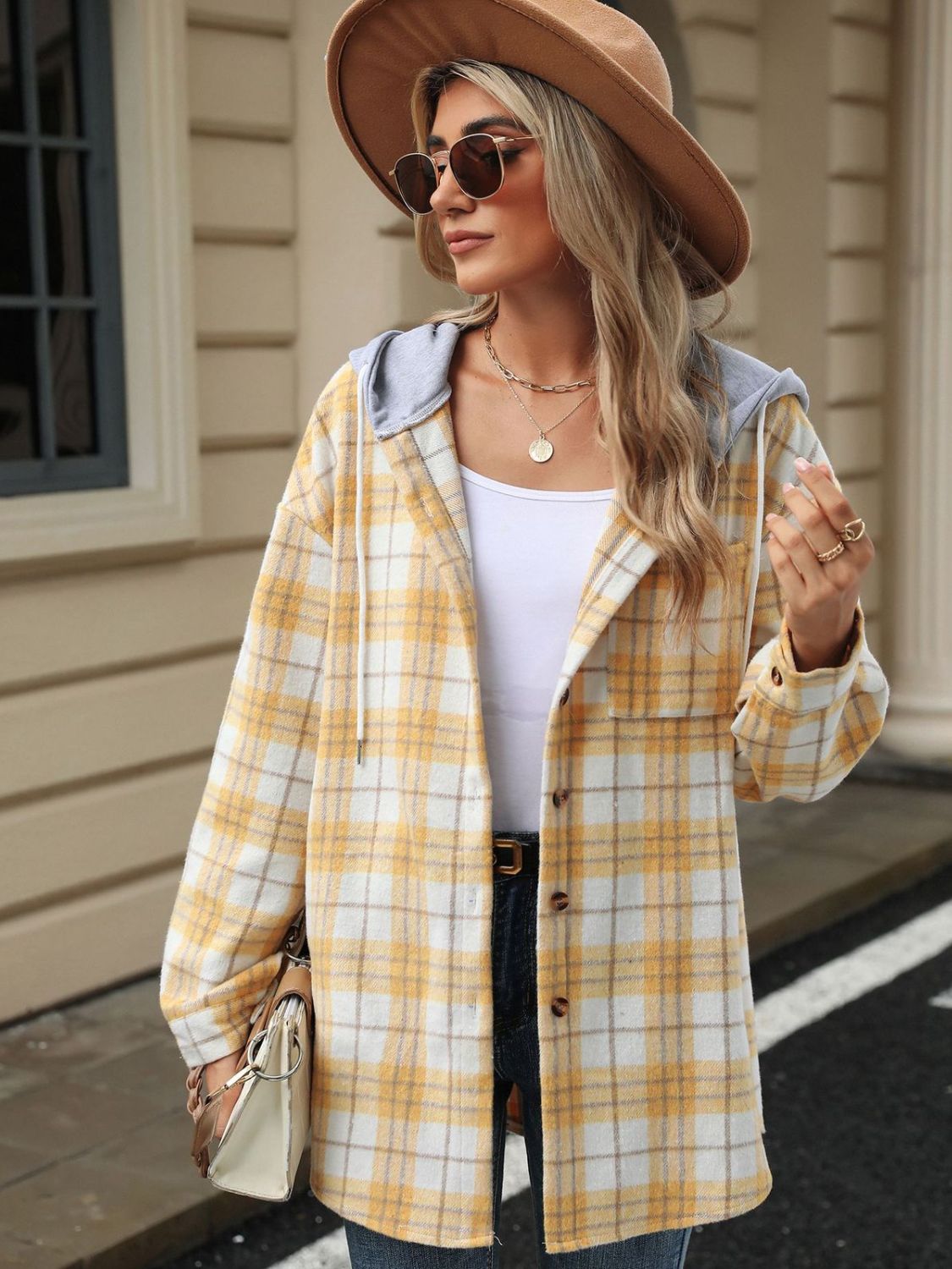 Mara - Veste à capuche avec motif à carreaux et cordon de serrage pour femme