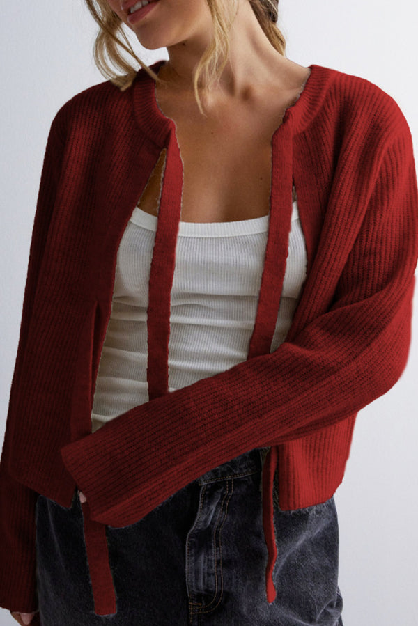 Eva - Cardigan en maille ample avec manches longues et lacets pour femme