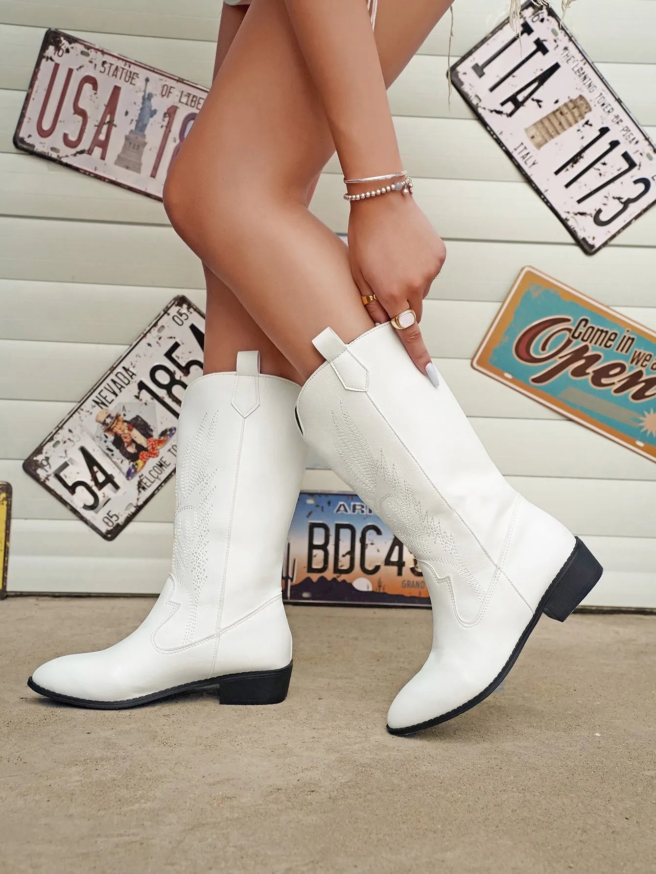 Pauline - Bottes De Cow-Boy En Cuir Avec Doublure Souple