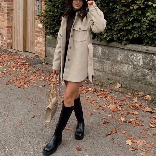 Veste Longue Chic Avec Ceinture