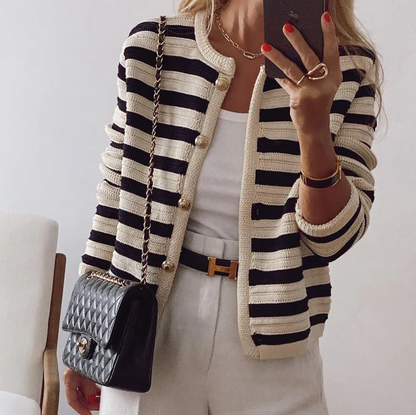 Ivana - Cardigan Élégant à Rayures avec Manches Longues pour Femmes