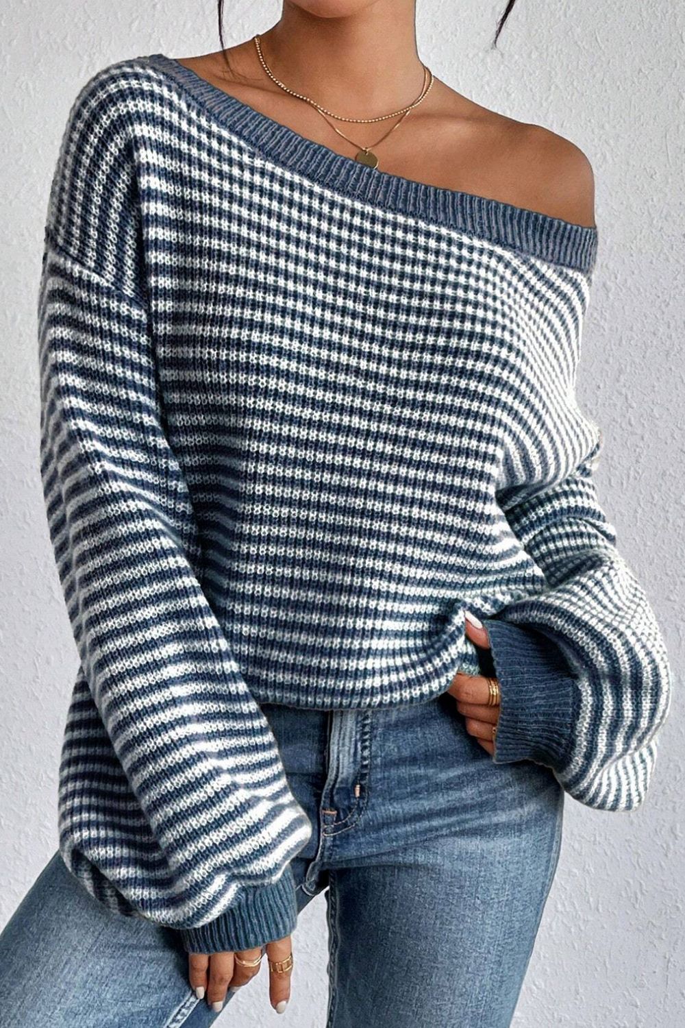 Lana - Pull à rayures avec col bateau et manches longues pour femme