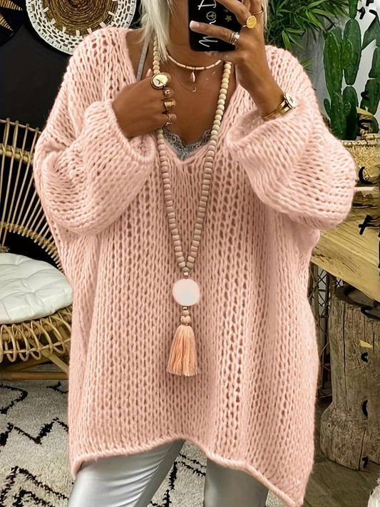 Pull surdimensionné en tricot avec col en V