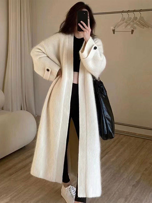 Cardigan en Tricot à Manches Longues et Col V pour un Apparence Urbain