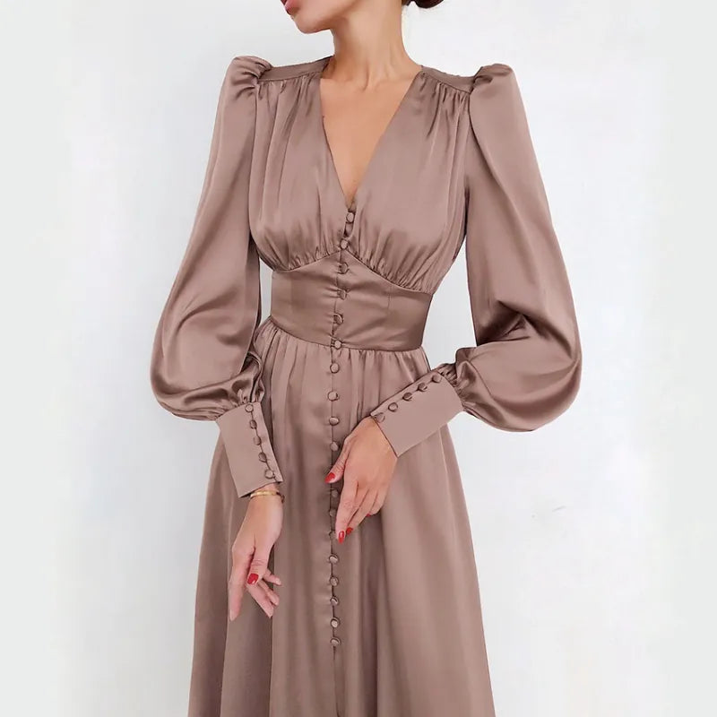 Jena - Robe minceur à la taille avec manches lanternes