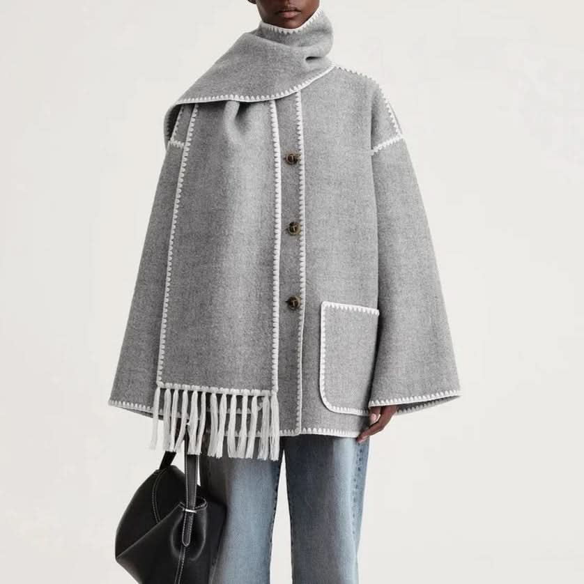 Veste écharpe en laine chic, élégante et confortable pour femme