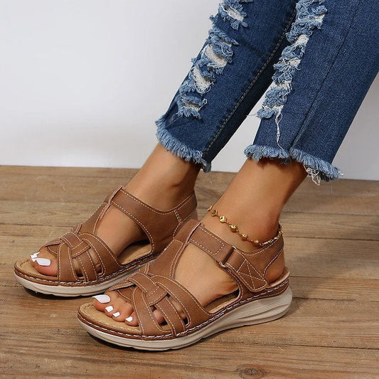 Sandales orthopédiques confort en cuir vintage