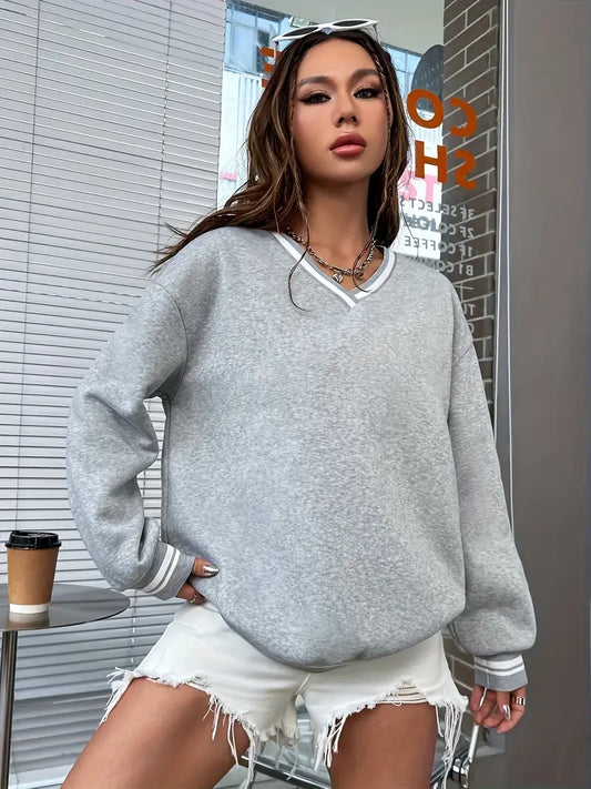 Pull col V avec bordure contrastée - Alycia