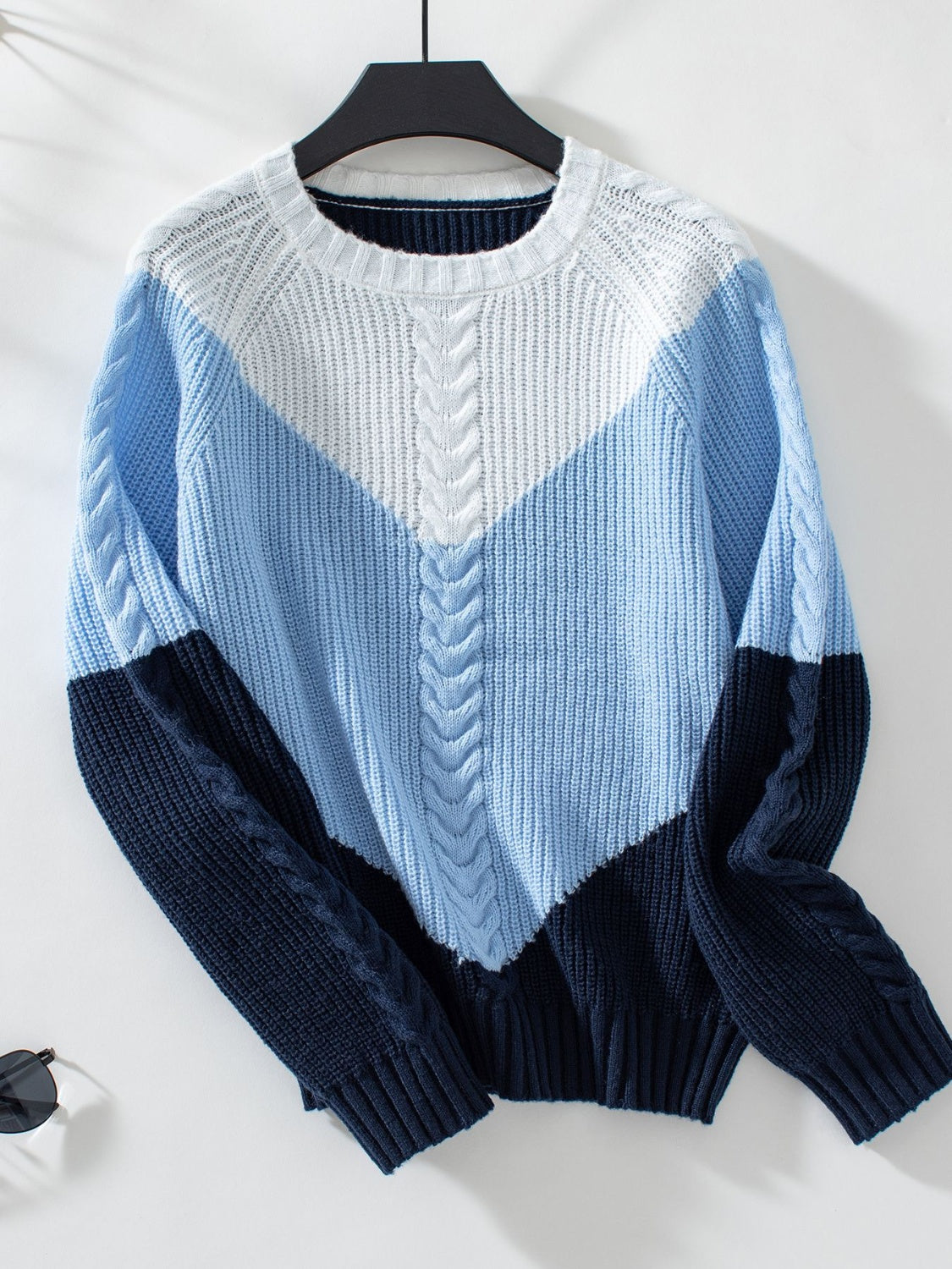 Mila - Pull à manches longues et col rond à blocs de couleurs pour femme