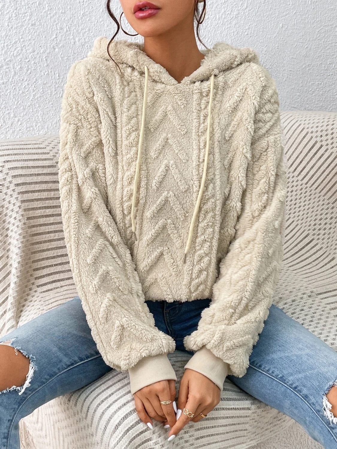 Aria - Sweat à capuche avec cordon de serrage et manches longues pour femme