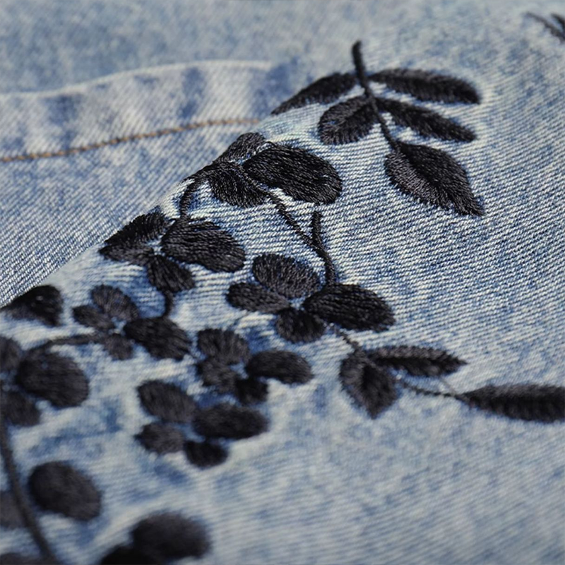 Ophélie - Veste en jean à fleurs vintage