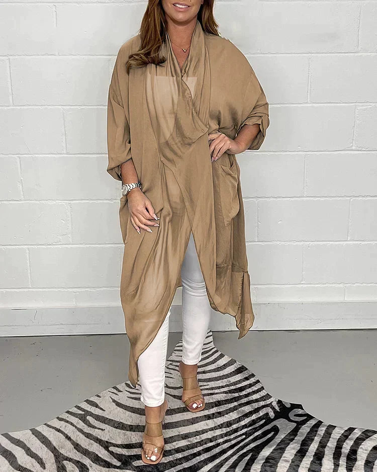 Emma - Haut Ample en Soie Stylé et Confortable avec Col en V pour Femmes