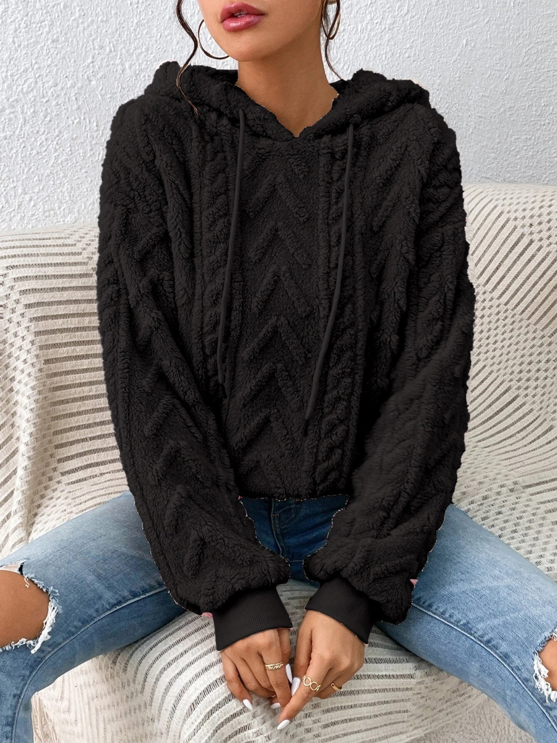 Aria - Sweat à capuche avec cordon de serrage et manches longues pour femme