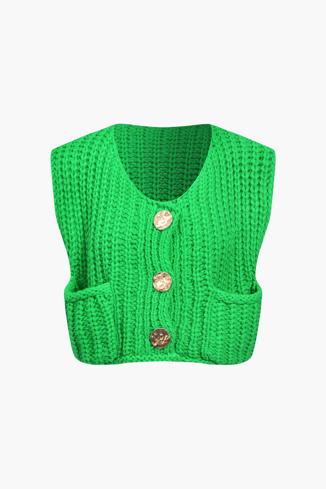 La Vie │ Gilet boutonné en tricot solide