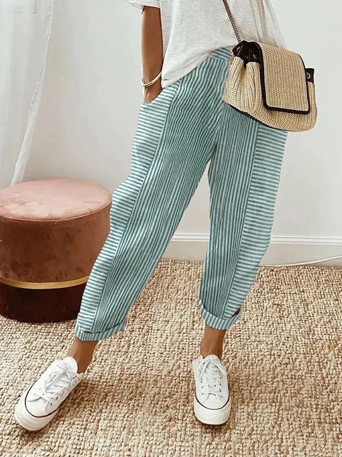 Pantalon en coton rayé - Aryan