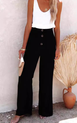 Joanna - Pantalon Smocké à Taille Haute En Lin Mélangé