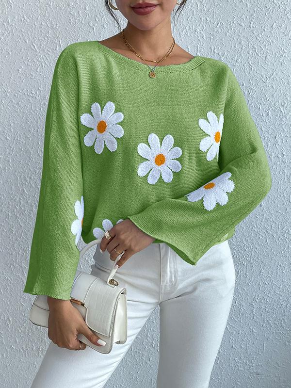 Marie - Pull d'Automne Stylé et Confortable avec Fleurs Brodées