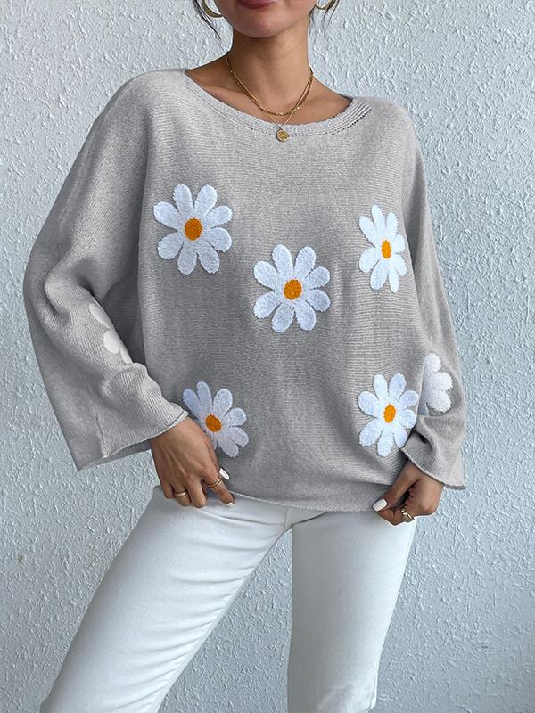 Marie - Pull d'Automne Stylé et Confortable avec Fleurs Brodées