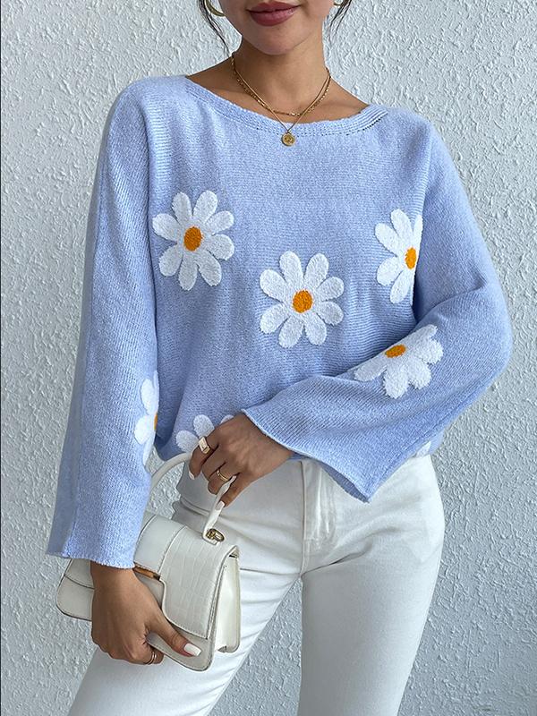 Marie - Pull d'Automne Stylé et Confortable avec Fleurs Brodées