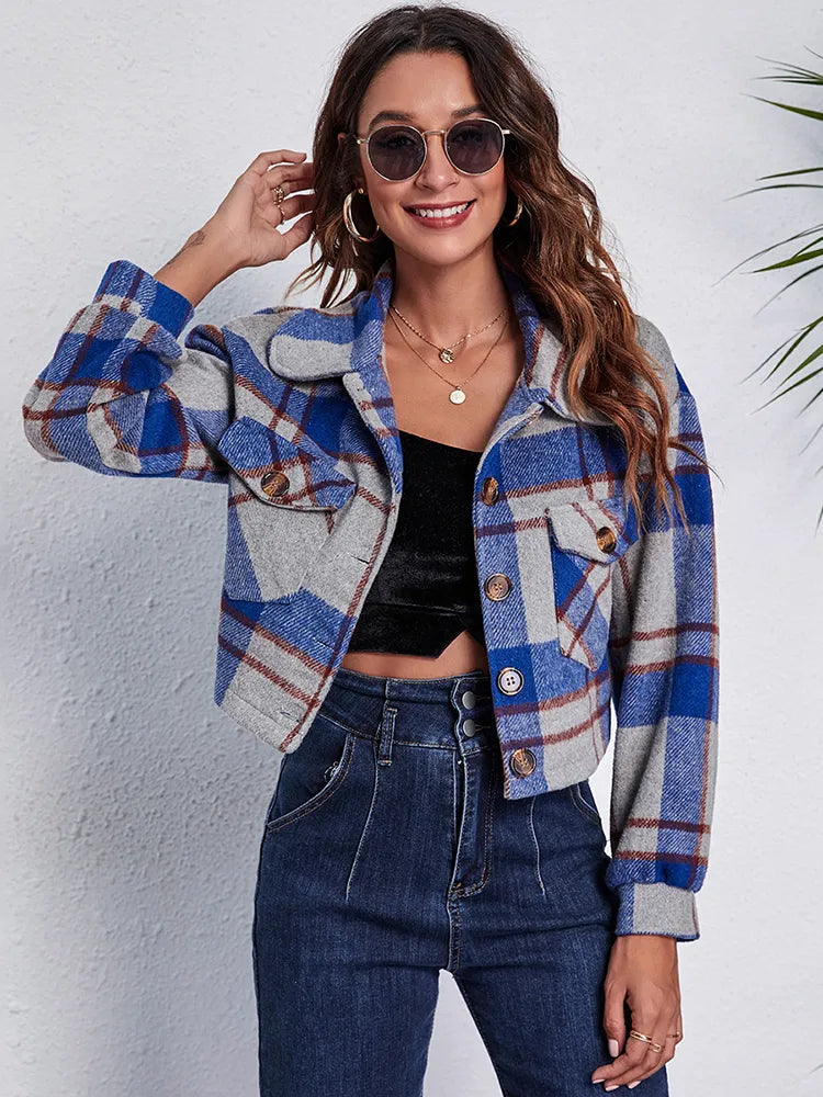 Veste courte à carreaux - Halleli