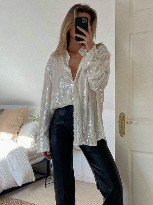 Julie - Blouse Oversize à Paillettes Stylée et Confortable pour l'Automne pour Femmes