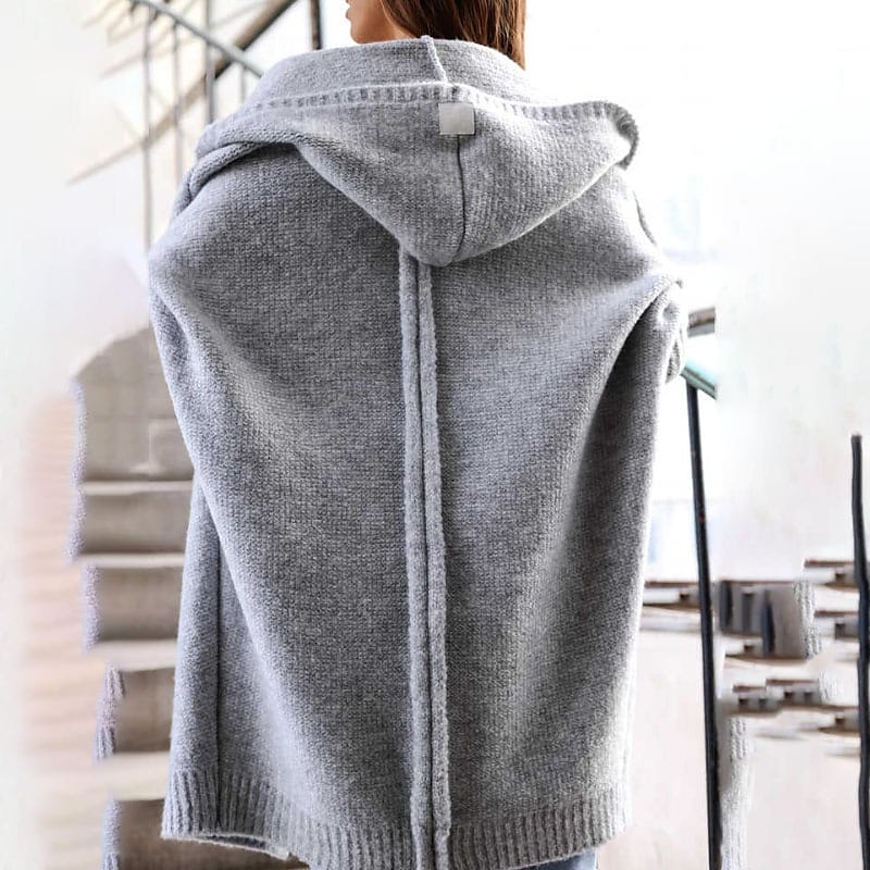 Freda - Cardigan long à capuche en tricot surdimensionné