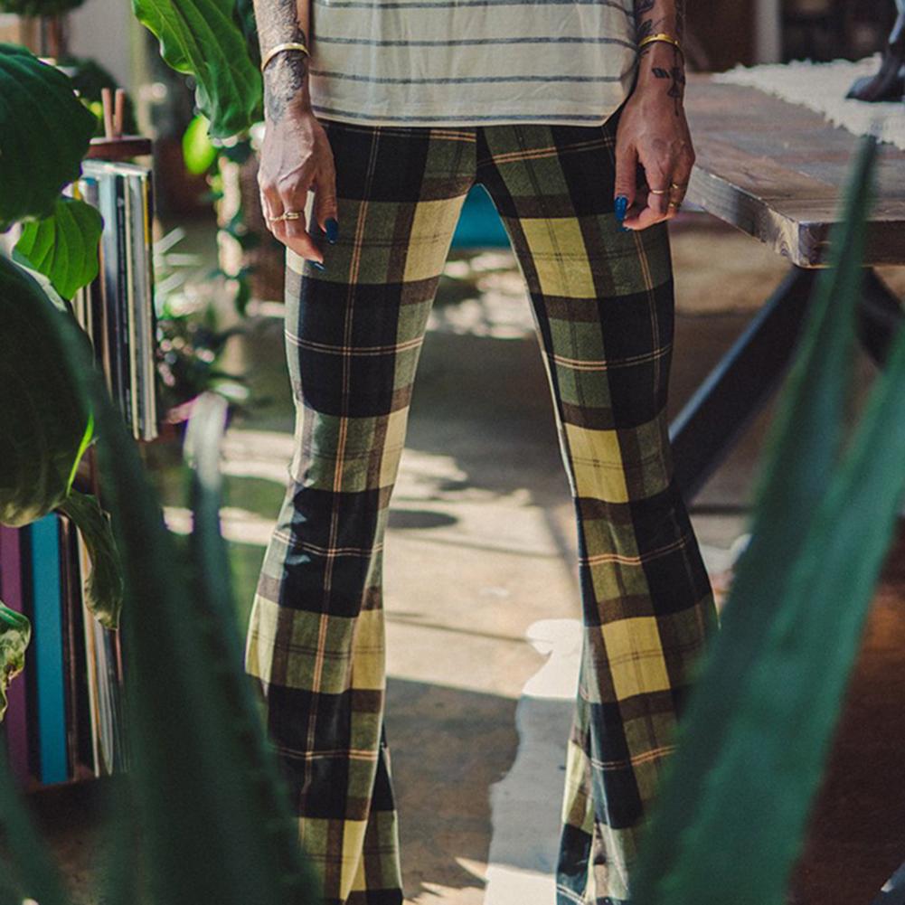 Liv - Pantalon à carreaux vintage avec fond de cloche