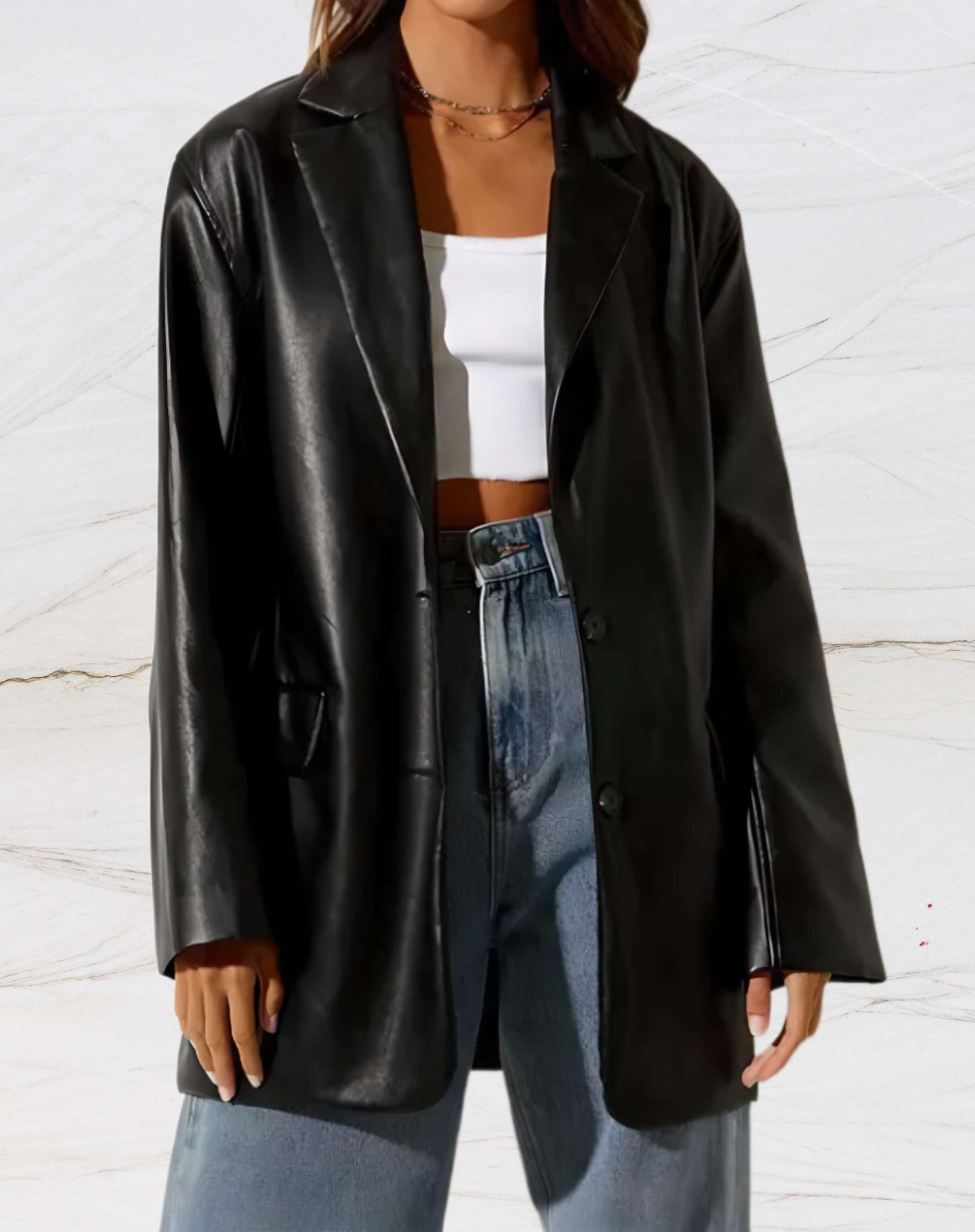 Veste en cuir mi-longue - Fidessa