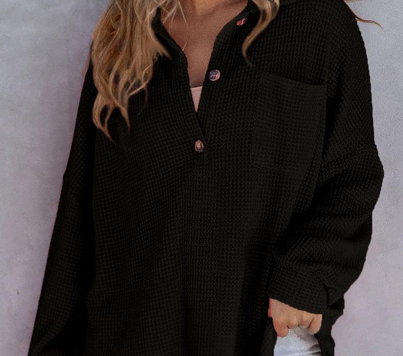 Chemise décontractée en tricot gaufré - Helewise