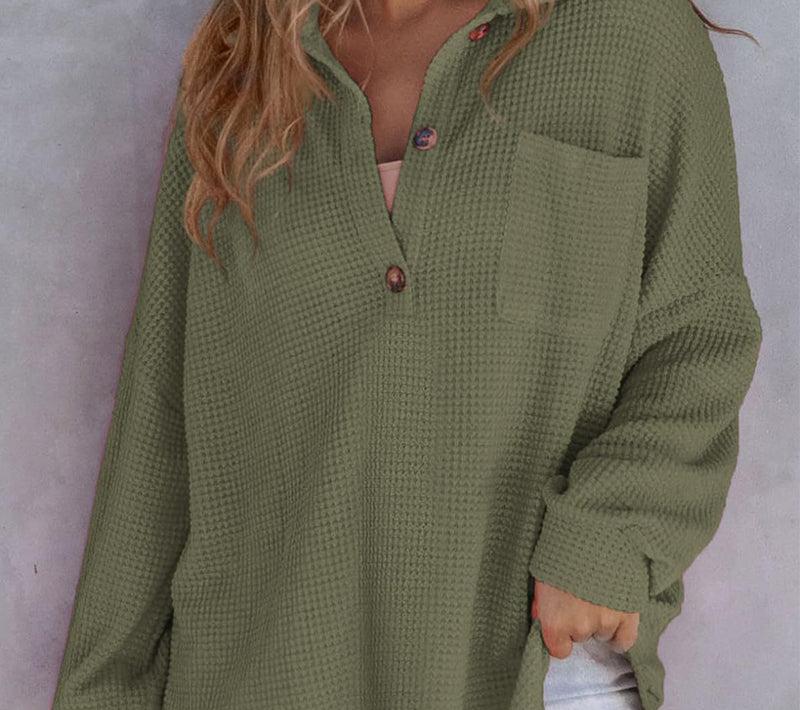 Chemise décontractée en tricot gaufré - Helewise