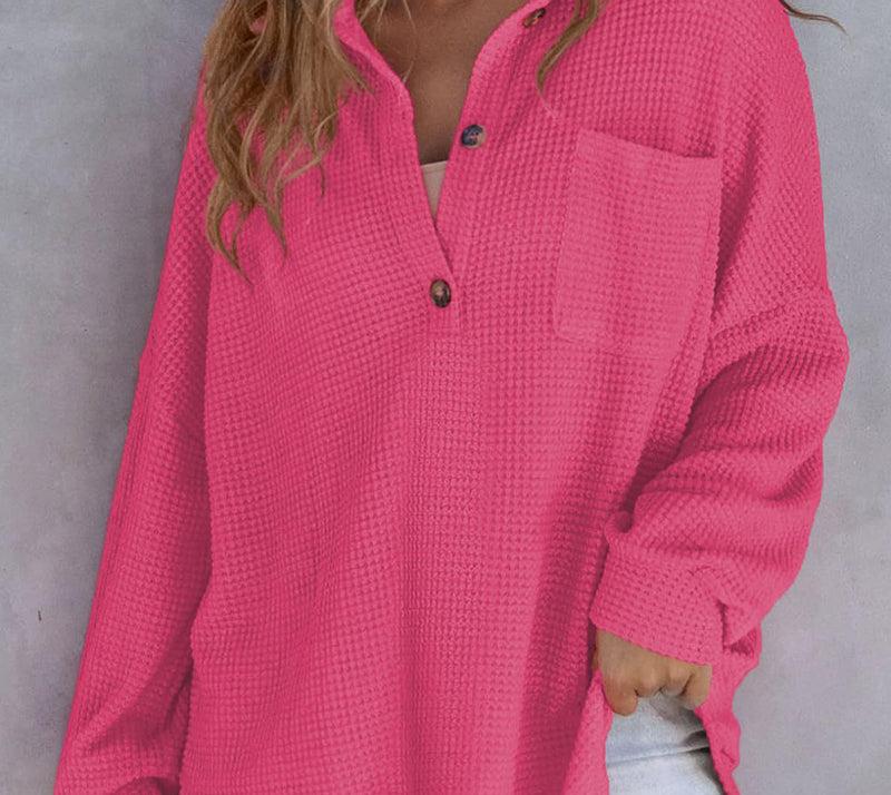 Chemise décontractée en tricot gaufré - Helewise