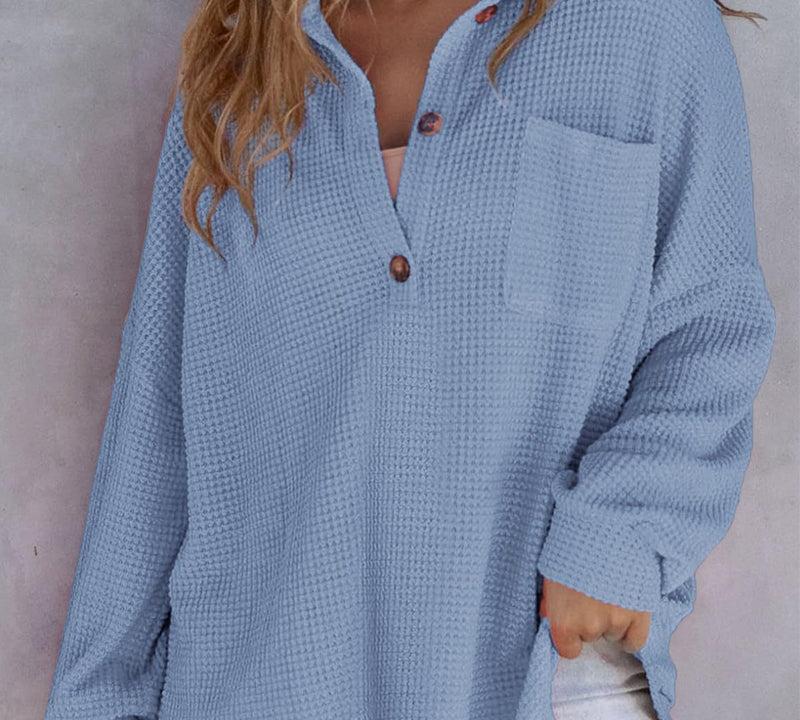 Chemise décontractée en tricot gaufré - Helewise