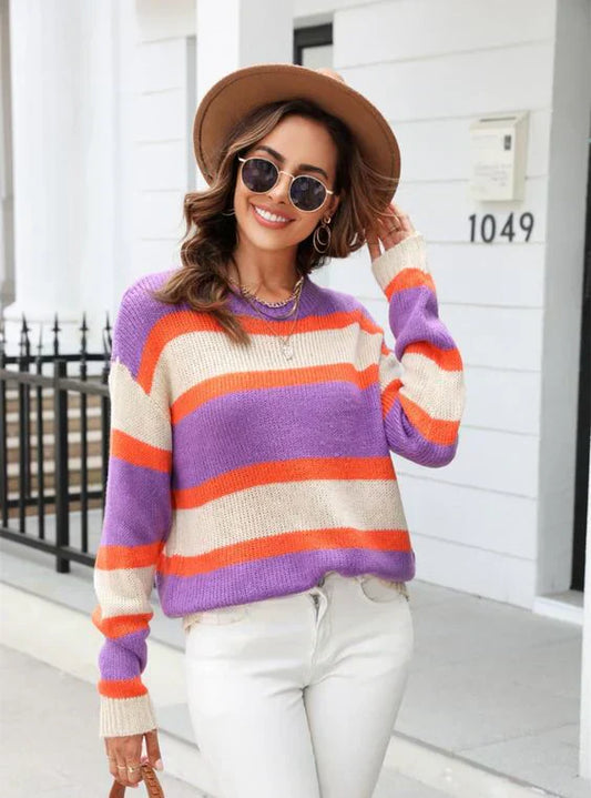 Mara - Pull rayé multicolore pour femme