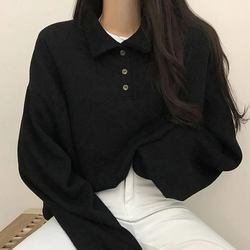 Clara - Pull d’Hiver avec Col Revers Côtelé pour Femme