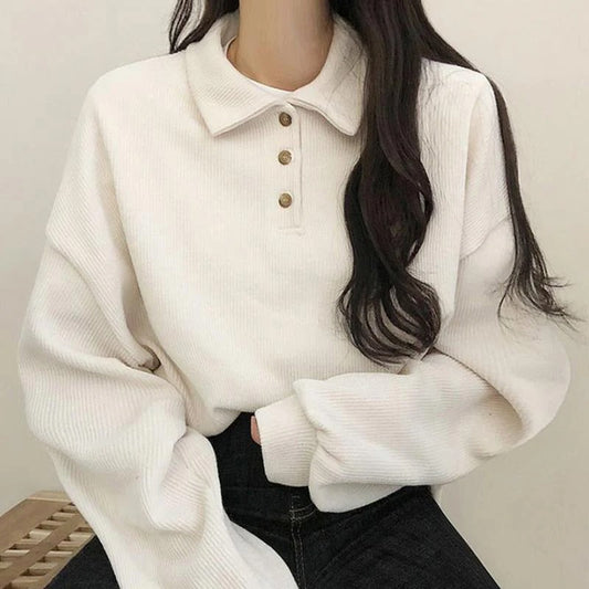 Clara - Pull d’Hiver avec Col Revers Côtelé pour Femme