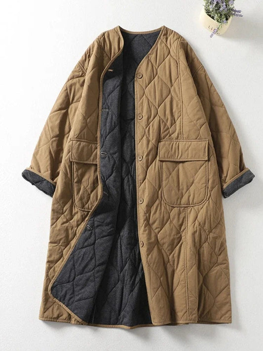 Veste matelassée longue sans col - Averine