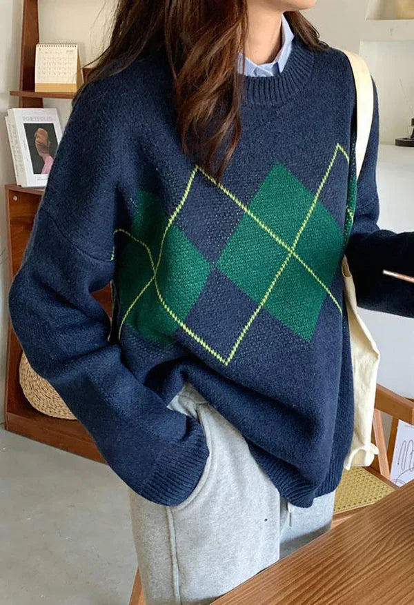 Pull douillet au motif argyle original