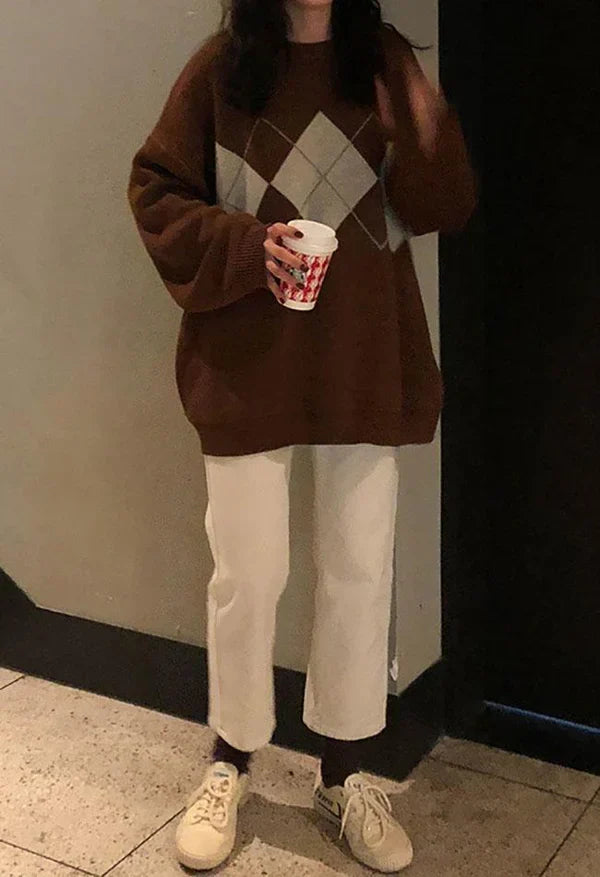 Pull douillet au motif argyle original