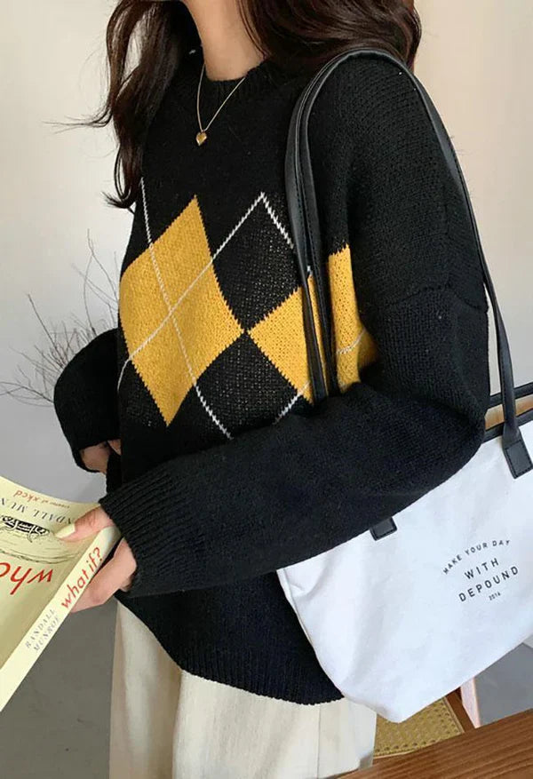 Pull douillet au motif argyle original